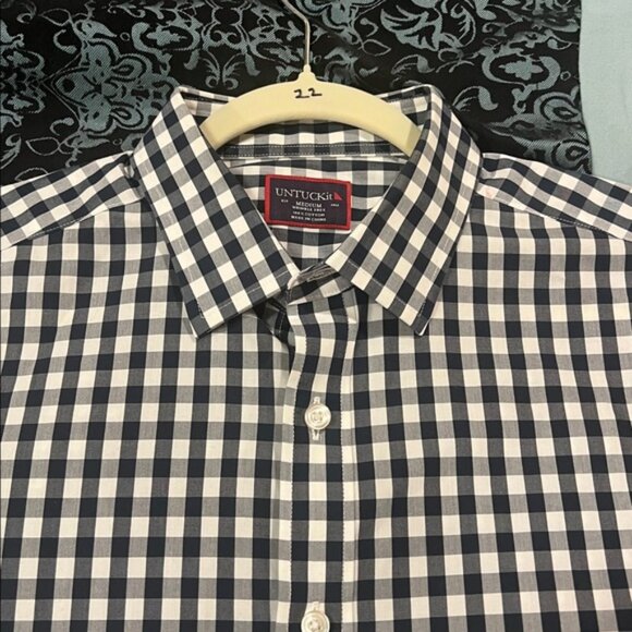 UNTUCKit Men's Gingham Shirt - Navy and White, stylish, nice, size medium - Picture 4 of 8